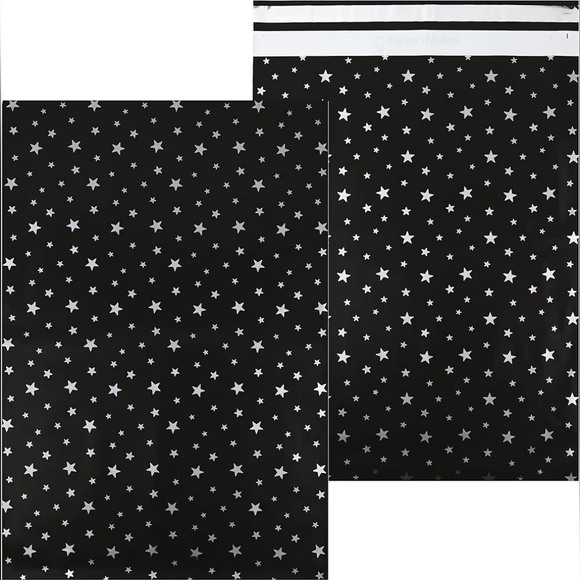 Other - Poly Mailers 16"x22" Black W/ Silver Stars- 20 Pack